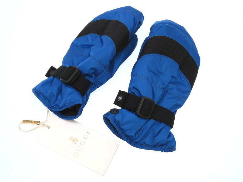 超安い抜群 キッズ time店 青 子供用 手袋 子供用 ボーイズ 男の子 Gucciキッズ ベビー マタニティ スノーボード 中古 手袋 0449 グッチ グッチベアー 未使用 スキー グローブ Gucci life キッズ