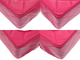美品 シャネル ラムスキン ピンク マトラッセ ココマーク ターンロック ゴールドチェーン ショルダーバッグ バッグ 0388 【中古】 CHANEL