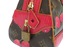 美品 ルイ ヴィトン モノグラムチェリー リザード サック ネオドーヴィル M95001 レッド ハンドバッグ LV 0224【中古】LOUIS VUITTON