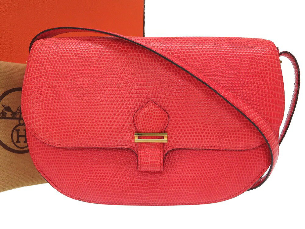新品同様 エルメス リザード レッド ゴールド金具 〇O刻印 ヴィンテージ ショルダーバッグ バッグ 赤 0309 【中古】 HERMESのサムネイル