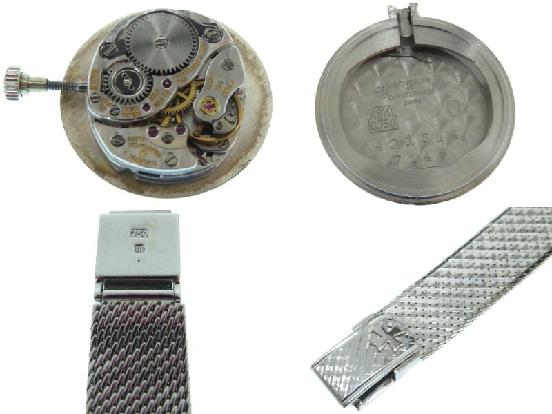 美品 ヴァシュロン コンスタンタン 金無垢 ダイヤベゼル 手巻き 腕時計 K18WG(750)/ダイヤ アンティーク 0010【中古】VACHERON CONSTANTIN レディース