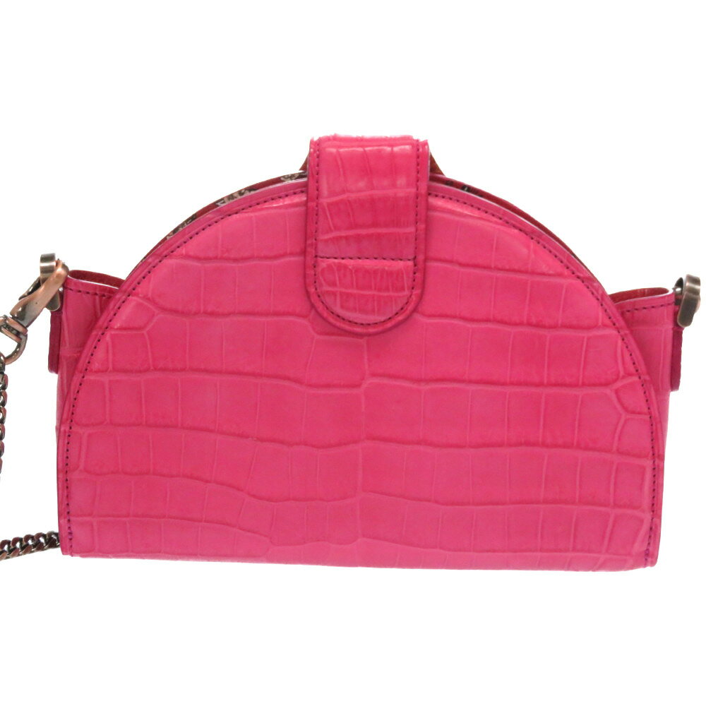 未使用 チビナイル 2WAY チェーン クラッチバッグ ショルダーバッグ クロコダイル ピンク 0189【中古】CIVINILE