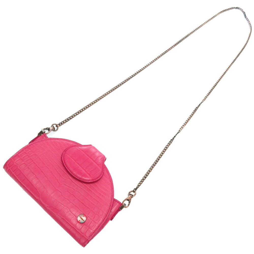 未使用 チビナイル 2WAY チェーン クラッチバッグ ショルダーバッグ クロコダイル ピンク 0189【中古】CIVINILE