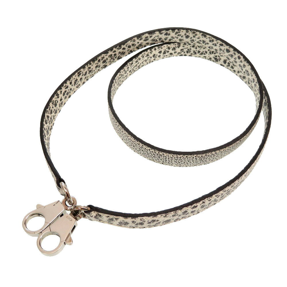 美品 エルメス ダルメシアン ブッフルスキッパ— ブラック ホワイト シルバー金具 ショルダーストラップ ケリーストラップ 黒白 0277 【中古】 HERMES