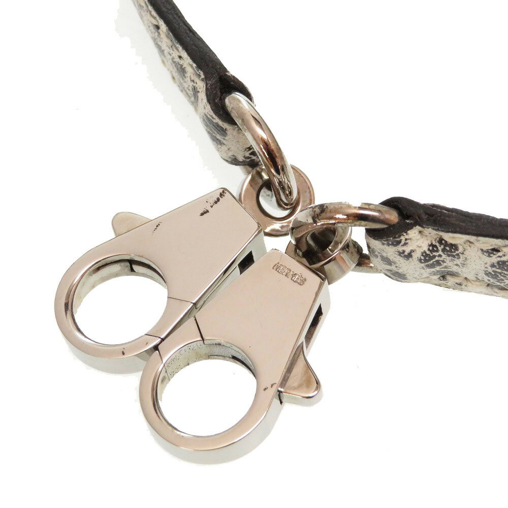 美品 エルメス ダルメシアン ブッフルスキッパ— ブラック ホワイト シルバー金具 ショルダーストラップ ケリーストラップ 黒白 0277 【中古】 HERMES