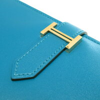 未使用 エルメス ベアンスフレ タデラクト ブルーイズミール ゴールド金具 長財布 A刻印(2017年製) 0147【中古】HERMES
