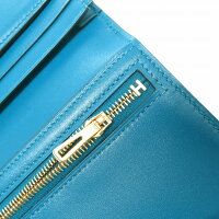 未使用 エルメス ベアンスフレ タデラクト ブルーイズミール ゴールド金具 長財布 A刻印(2017年製) 0147【中古】HERMES