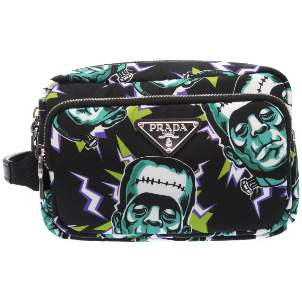 未使用 プラダ フランケンシュタイン プリント クラッチバッグ ポーチ 2VF029 セカンドバッグ ユニバーサルスタジオ ナイロン/レザー ブラック 0066【中古】PRADA Frankensteinのサムネイル