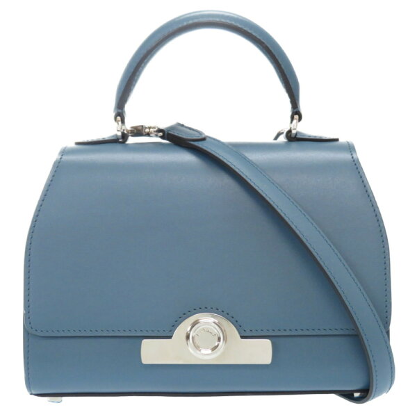 美品 モワナ Mini Rejane 2WAY ショルダー ハンドバッグ レザー ブルー ショルダーストラップ 0107【中古】MOYNAT