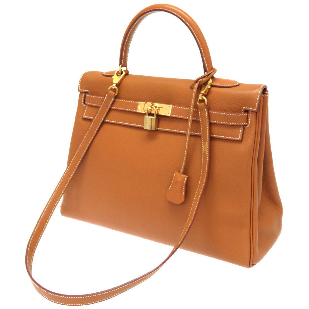 新品同様 エルメス ケリー35 内縫い トゴ ゴールド 2WAY ショルダー ハンドバッグ ゴールド金具 □C刻印 0061【中古】HERMES ストラップ対