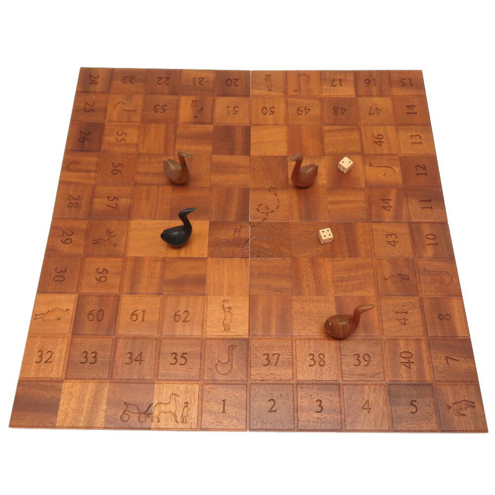 新品同様 エルメス 蛇と梯子 JEU DE L’OIE SNAKES AND LADDERS ウッド ブラウン ボードゲーム 茶 0049 【中古】 HERMES