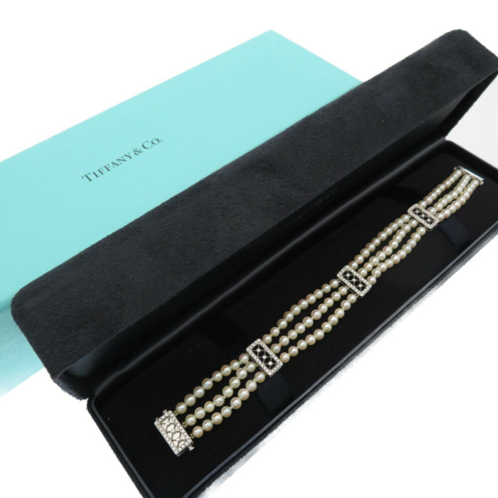 美品 ティファニー ジーグフェルド ベビーパール Pt950 3べール ブレスレットプラチナ/ダイヤモンド/ベビーパール アクセサリー 真珠 0141【中古】TIFFANY&Co. レディース