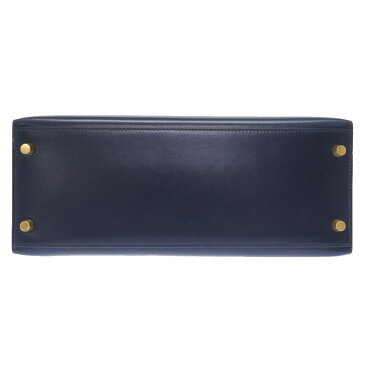 美品 エルメス ケリー28 外縫い ボックスカーフ ブルーロイ ゴールド金具 〇Y刻印 ハンドバッグ バッグ 青 0037 【中古】 HERMES