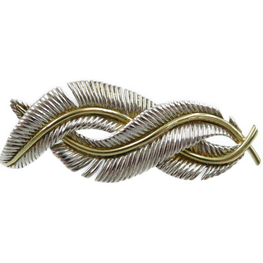 ティファニー シルバー925 18金 ヴィンテージ Wフェザー 羽 ブローチ シルバー イエローゴールド 0133【中古】TIFFANY&Co.のサムネイル