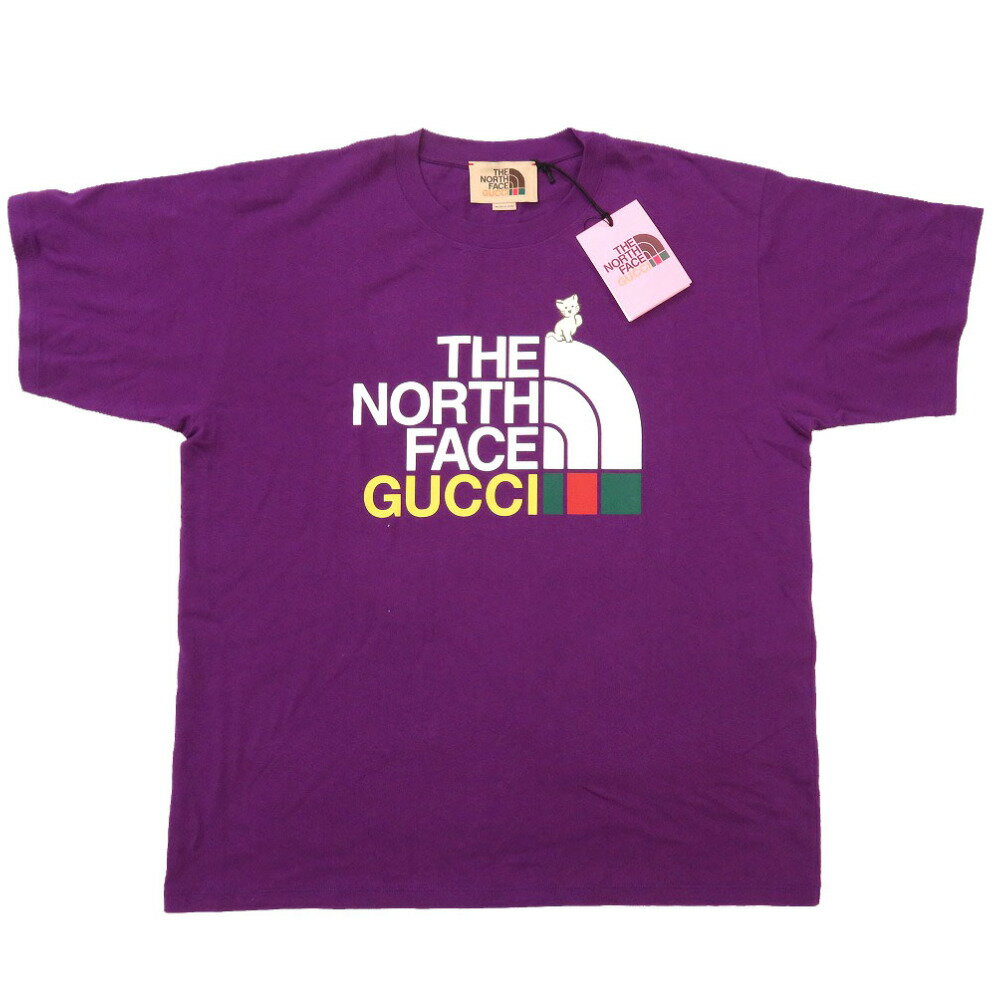 未使用 グッチ × ノースフェイス 616036 コットン パープル 半袖シャツ Tシャツ 紫 0152 【中古】 GUCCI × THE NORTH FACE