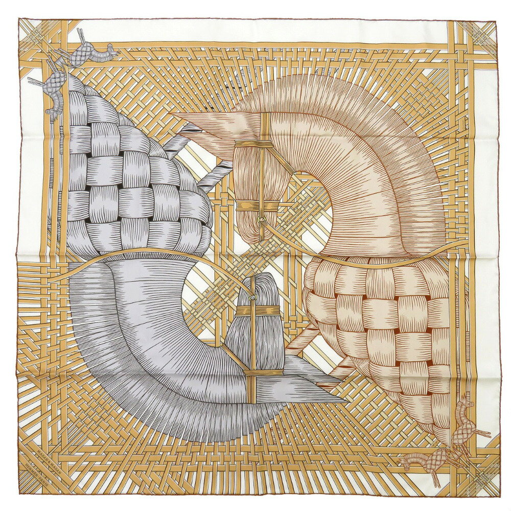 未使用 エルメス カレ90 MASAN&MASAN マサンマサン シルク ブラン ベージュ グリ スカーフ 0039 【中古】 HERMESのサムネイル