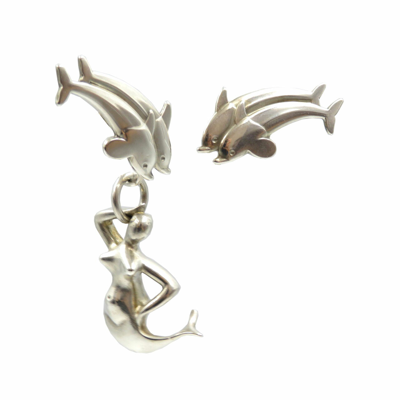 ジョージ ジェンセン シルバー925 ドルフィン イルカ マーメイド 人魚 イヤリング 0131【中古】GEORG JENSEN