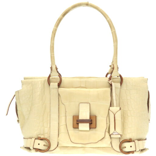 フェラガモ ウッド ガンチーニ マットクロコ トートバッグ AQ-21 5438 クロコダイル ベージュ 0044【中古】Salvatore Ferragamo フェラガモ ウッド ガンチーニ マットクロコ トートバッグ AQ-21 5438 クロコダイル ベージュ 0044【中古】Salvatore Ferragamo