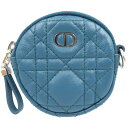 未使用 クリスチャンディオール カナージュ レザー シルバー金具 ブルー コインケース 0169 【中古】Christian Dior