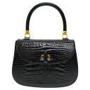 グッチ クロコ ヴィンテージ ハンドバッグ クロコダイル ブラック 黒 0015【中古】GUCCI ヴィンテージ