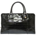 ロエベ アマソナ44 クロコダイル ブラック ボストンバッグ バッグ 黒 0022 【中古】 LOEWE メンズ