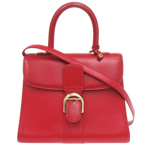 美品 デルボー ブリヨンMM レザー リップスティック レッド ゴールド金具 2WAY ハンドバッグ 赤 1937 【中古】 DELVAUX 美品 デルボー ブリヨンMM レザー リップスティック レッド ゴールド金具 2WAY ハンドバッグ 赤 1937 【中古】 DELVAUX