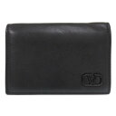 美品 ヴァレンティノ・ガラヴァーニ Vロゴ カーフ ブラック カードケース 黒 1873【中古】Valentino Garavani(4)