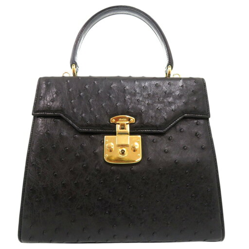 グッチ レディロック オーストリッチ ハンドバッグ ブラック 0343【中古】GUCCI グッチ レディロック オーストリッチ ハンドバッグ ブラック 0343【中古】GUCCI