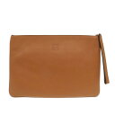 新品同様 ロエベ クロスライン レザー ブラウン クラッチバッグ 1522【中古】LOEWE