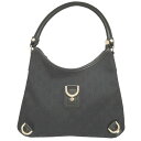 美品 グッチ アビー 130738 GGキャンバス レザー ホーボー ブラック 黒 ショルダーバッグ 1650【中古】GUCCI