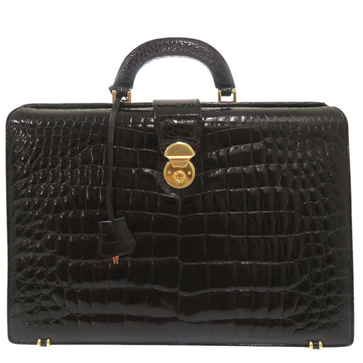 美品 ノーブランド アルファダイアモンド クロコダイル ブラック ダレスバッグ 黒 1377【中古】no brand 美品 ノーブランド アルファダイアモンド クロコダイル ブラック ダレスバッグ 黒 1377【中古】no brand