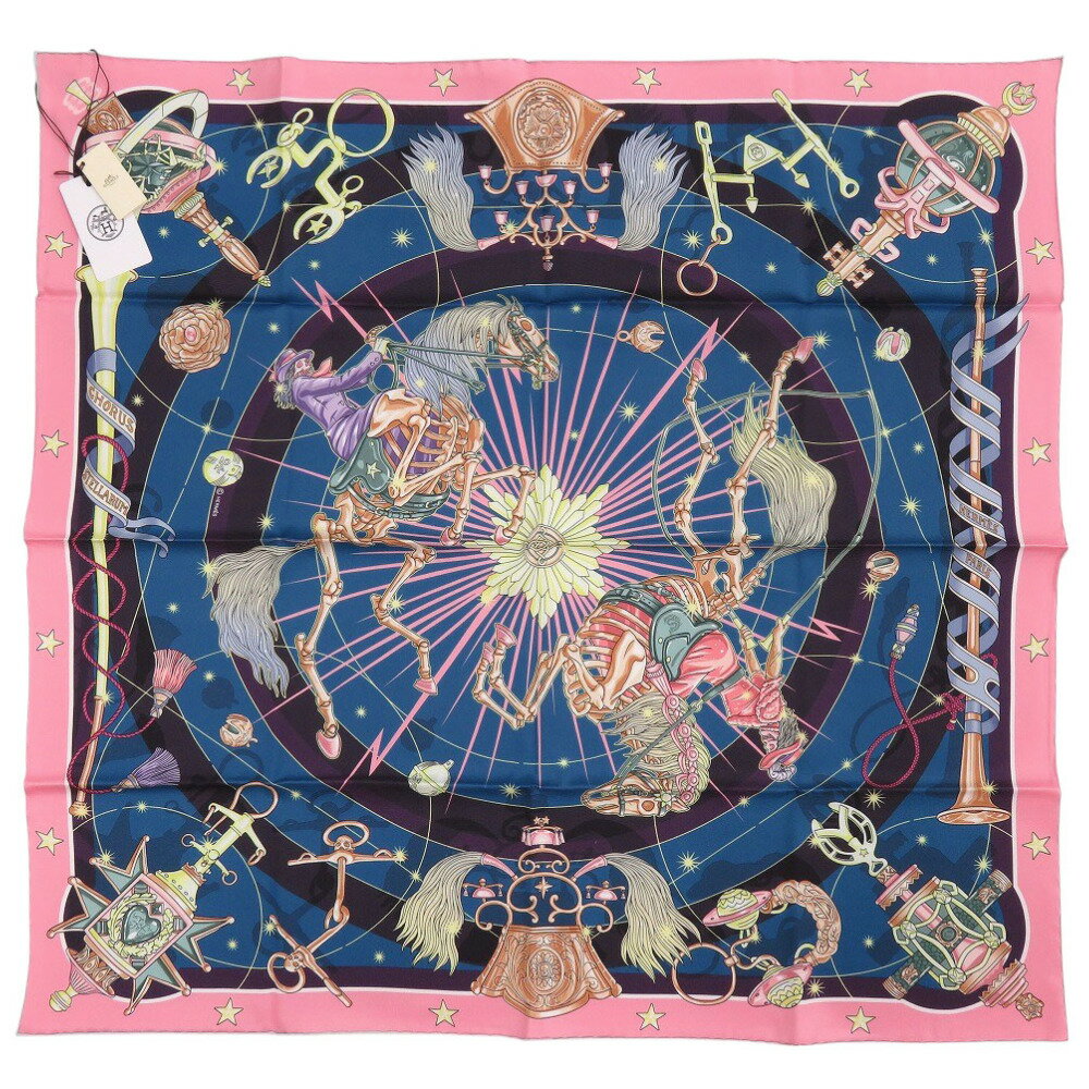 未使用 エルメス カレ70 CARRE CHORUS STELLARUM コーラス ステラルム H983912S シルク ローズ ブルーコバルト スカーフ 0507【中古】HERMESのサムネイル