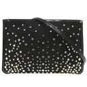 新品同様 クリスチャンルブタン スパイク クラッチバッグ ショルダーバッグ PVC ブラック 0686【中古】Christian Louboutin