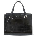 美品 バーバリー チェック柄 エナメル ブラック ハンドバッグ 黒 1194【中古】BURBERRY