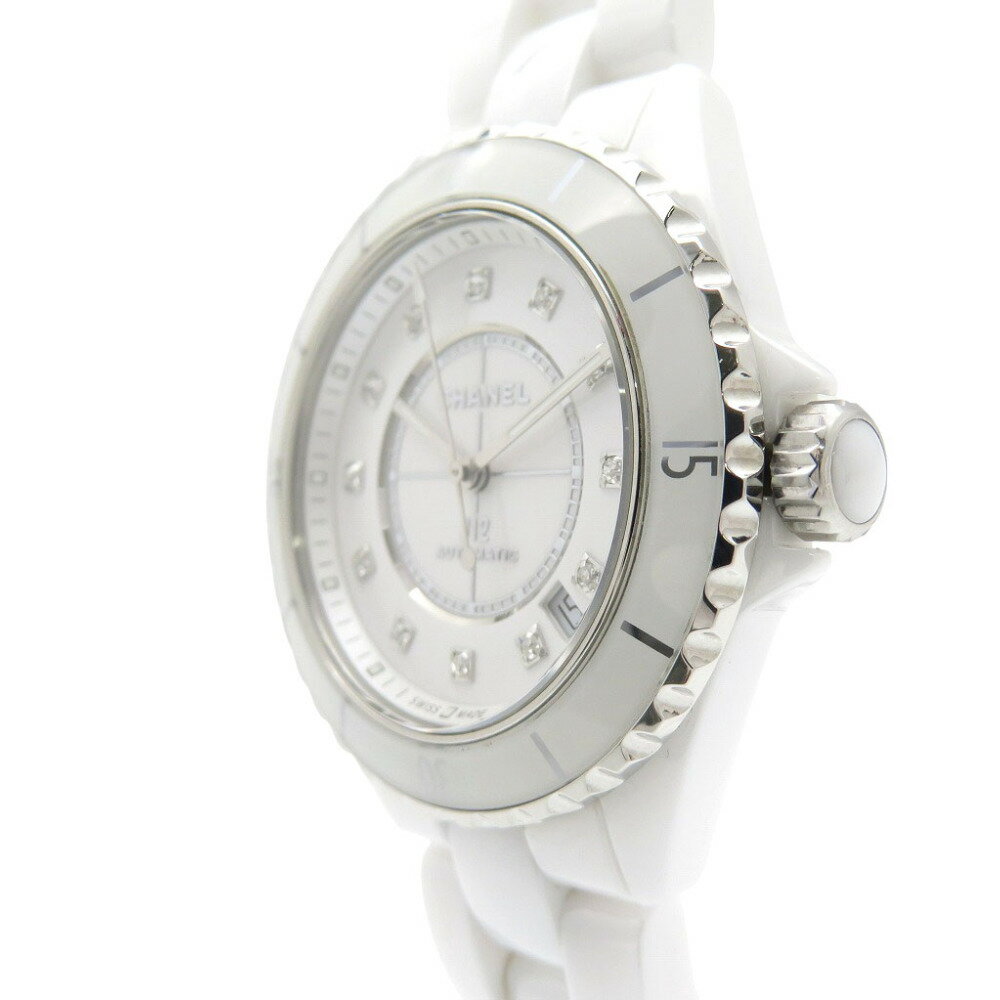 美品 シャネル J12 12Pダイヤ H5705 自動巻き 腕時計 ホワイトセラミック 白文字盤 0031【中古】CHANEL メンズ