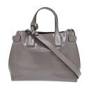 美品 バーバリー ソフトバナー 8006617 エナメル セピアグレー 2wayハンドバッグ 1390【中古】BURBERRY