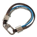 美品 ルイ ヴィトン ブラスレ LVトレブル ダミエ レザー ブラウン ブルー ブレスレット LV 0002【中古】LOUIS VUITTON メンズ