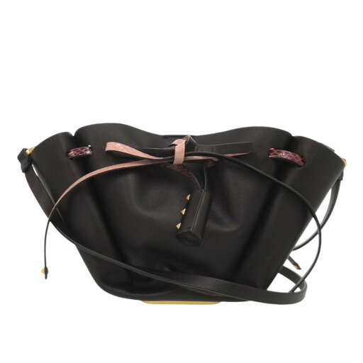 新品同様 ヴァレンティノ・ガラヴァーニ レザー パイソン ブラック ピンク ショルダーバッグ 黒 1014【中古】Valentino Garavani 新品同様 ヴァレンティノ・ガラヴァーニ レザー パイソン ブラック ピンク ショルダーバッグ 黒 1014【中古】Valentino Garavani