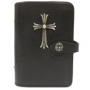 美品 クロムハーツ アジェンダ ラージ CH クロス レザー ブラック 手帳カバー 黒 1392【中古】CHROME HEARTS メンズ