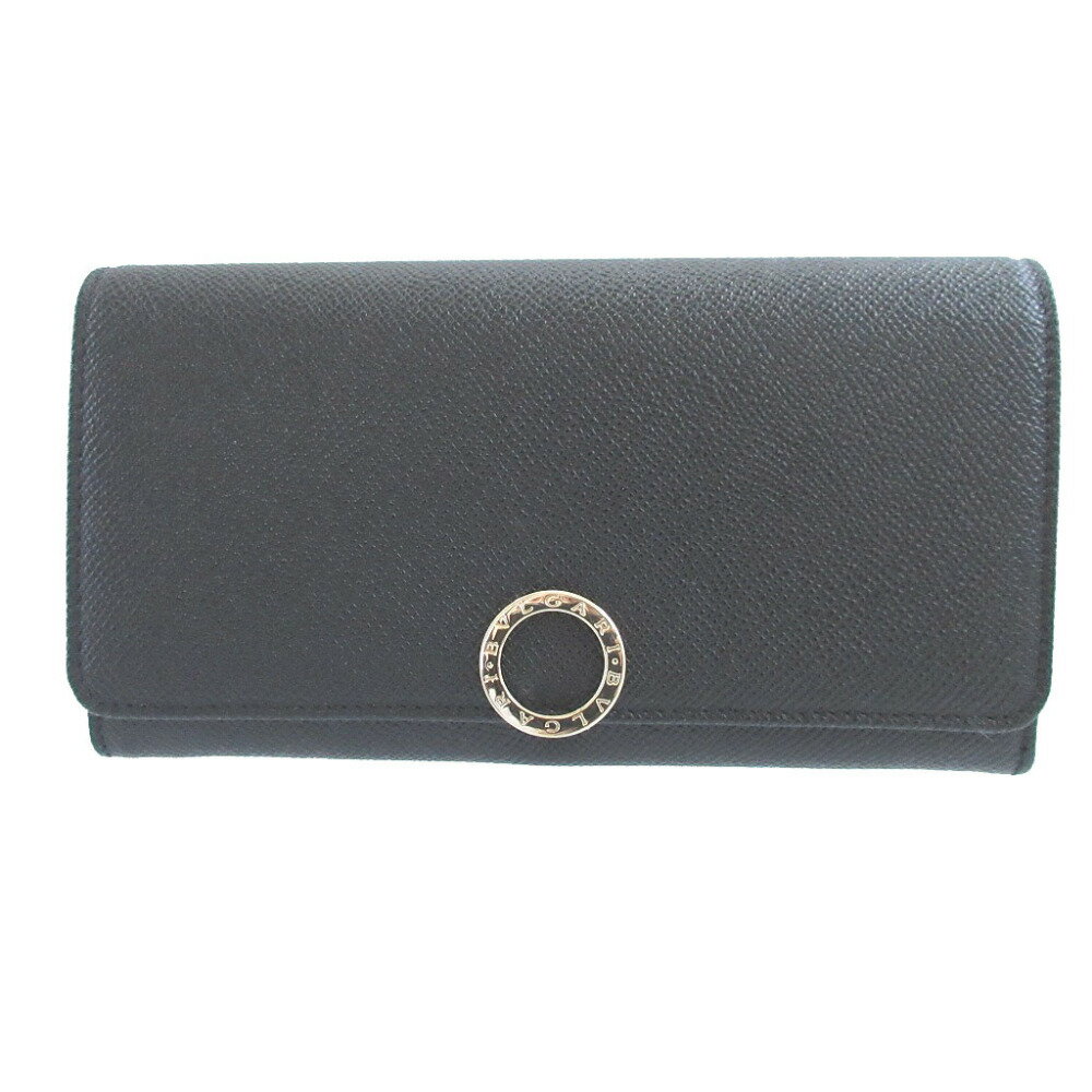 新品同様 ブルガリ ブルガリブルガリ レザー ブラック 黒 2つ折り長財布 財布 0471【中古】BVLGARI