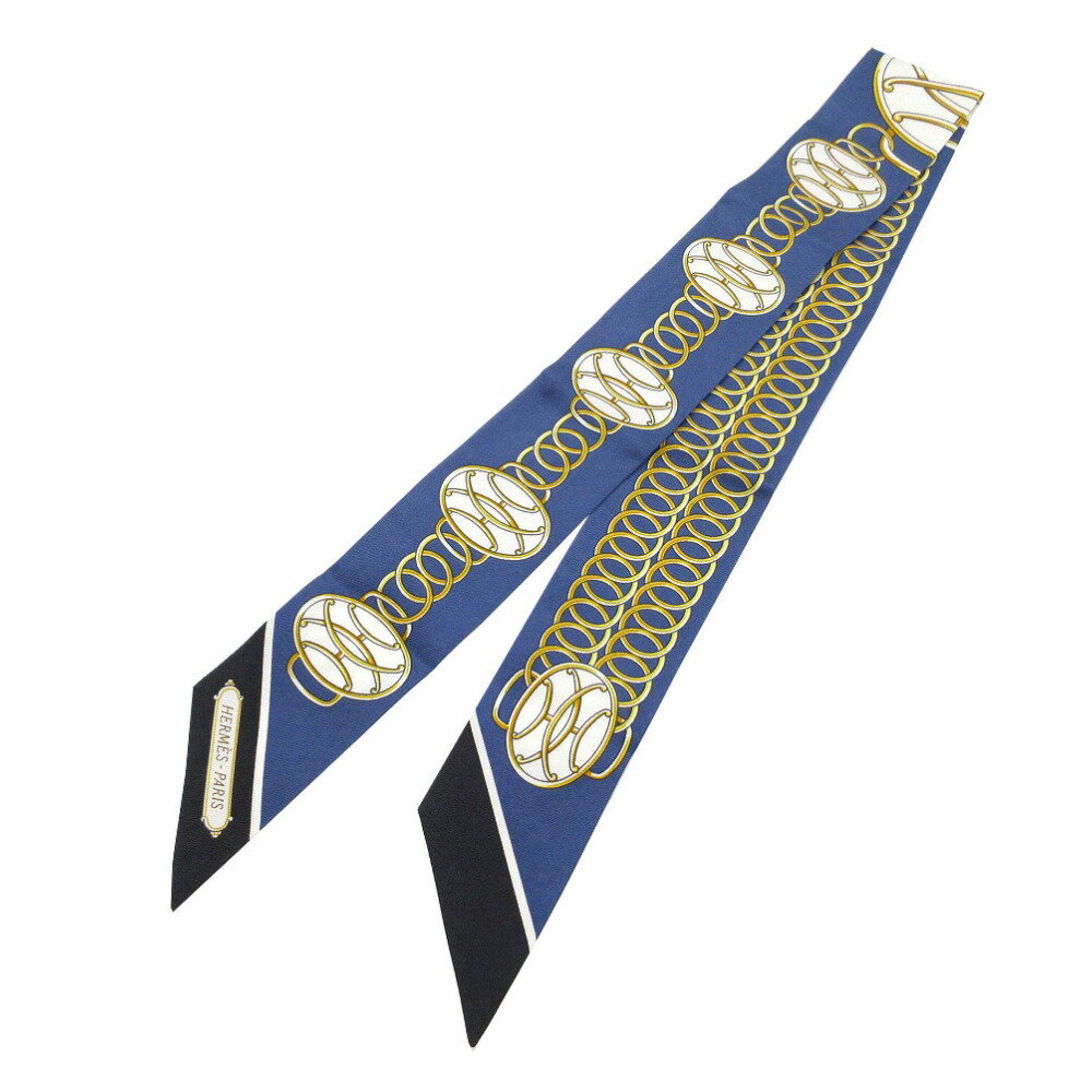 新品同様 エルメス ツイリー リフト プロフィール スカーフ シルク マリーヌ/ノワール/ゴールド 1286【中古】HERMESのサムネイル