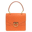 美品 セリーヌ オーストリッチ オレンジ ハンドバッグ 0497【中古】CELINE