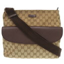 グッチ 256100 GGキャンバス レザー ベージュ ブラウン ショルダーバッグ 1072【中古】GUCCI