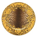 未使用 ヴェルサーチ プレート Wild Floralia レオパード柄 ポーセリン 磁器 ブラウン イエロー 食器 1168【中古】VERSACE
