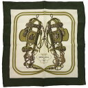 美品 エルメス カレ90 式典用馬勒『BRIDES DE GALA』 シルク グリーン 緑 スカーフ018E【中古】HERMES