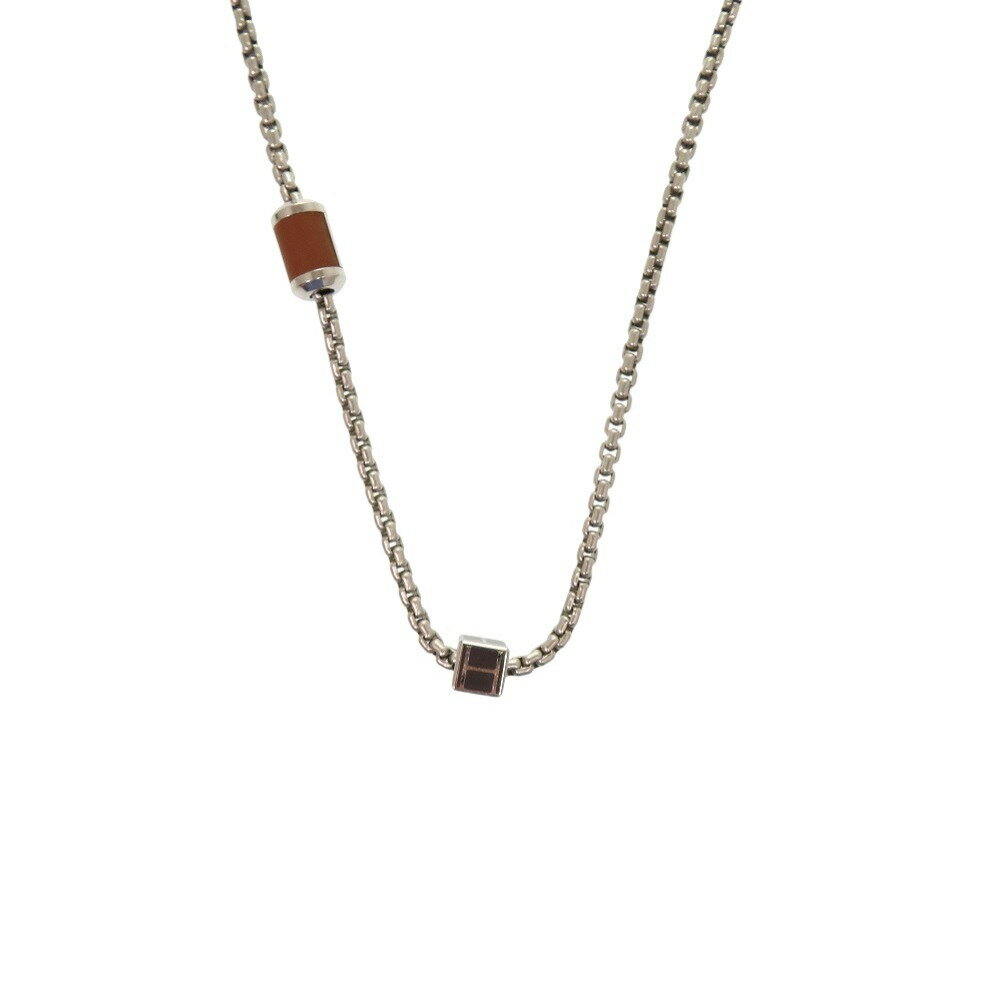 美品 エルメス メリ メロ メタル バッファローホーン シルバー 灰 ネックレス 0812【中古】HERMES