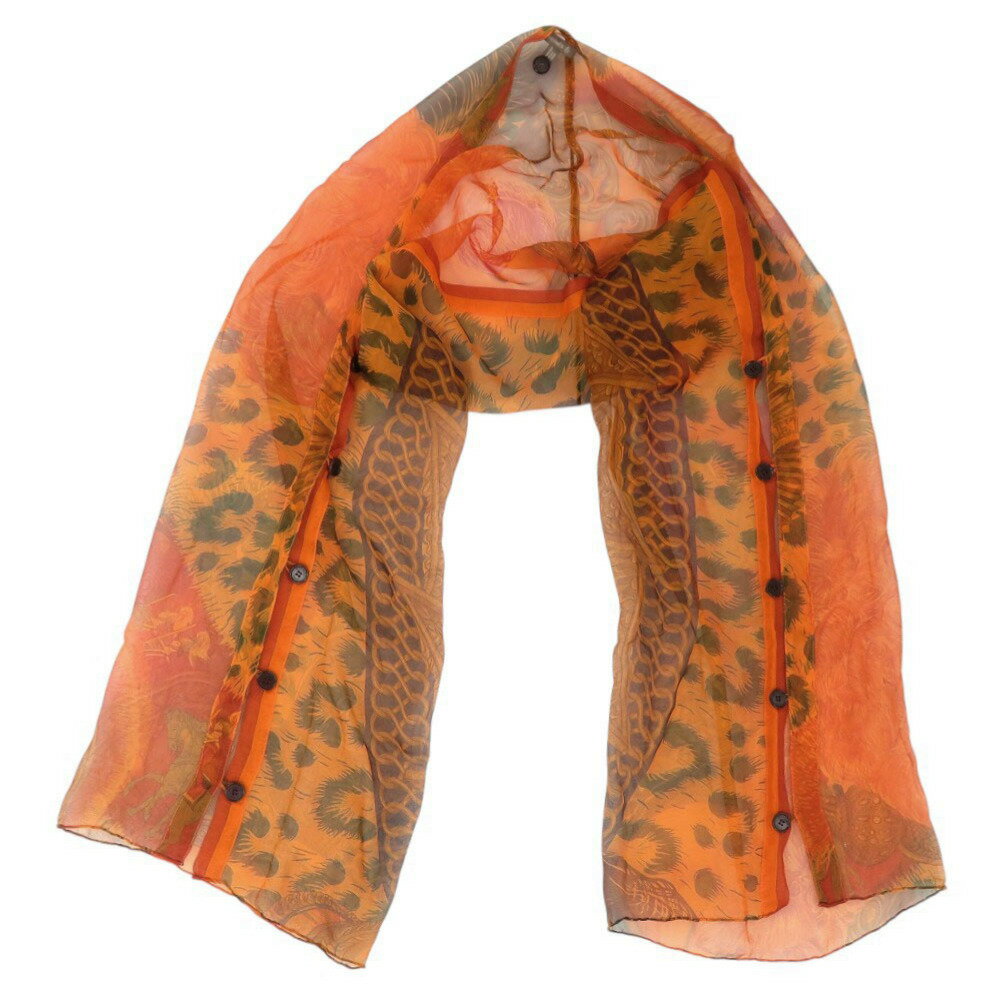 美品 エルメス GIGANTES 馬 シルク オレンジ ストール 0942【中古】HERMES(4)