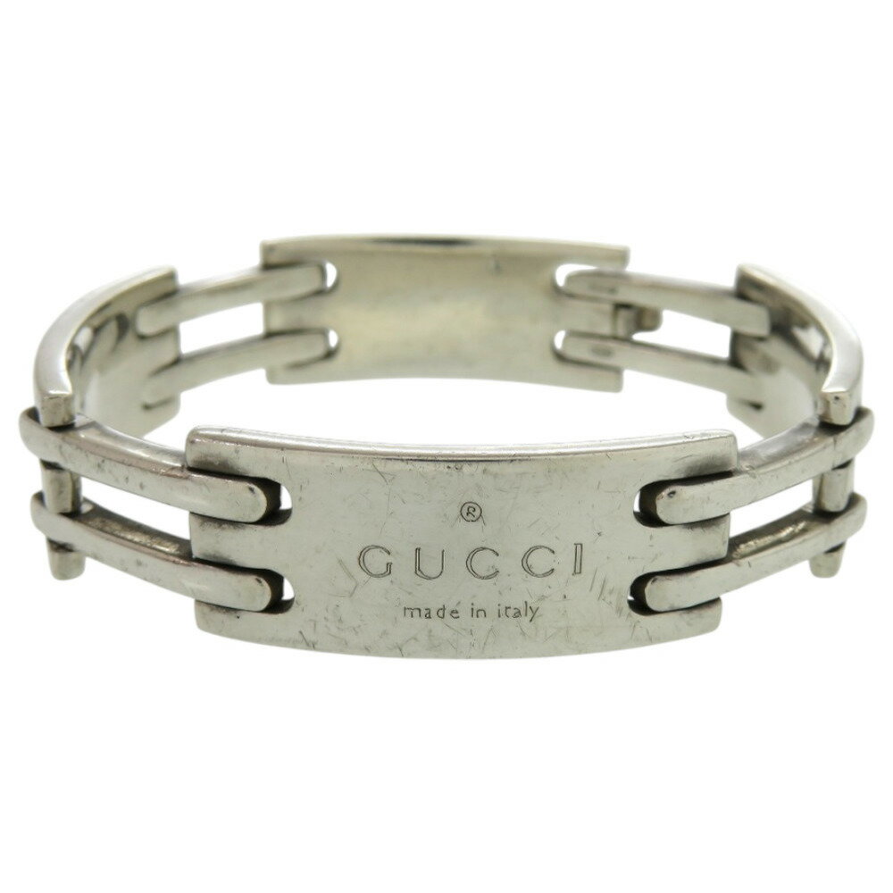 グッチ ロゴ プレート シルバー925 シルバー ブレスレット 0520【中古】GUCCI