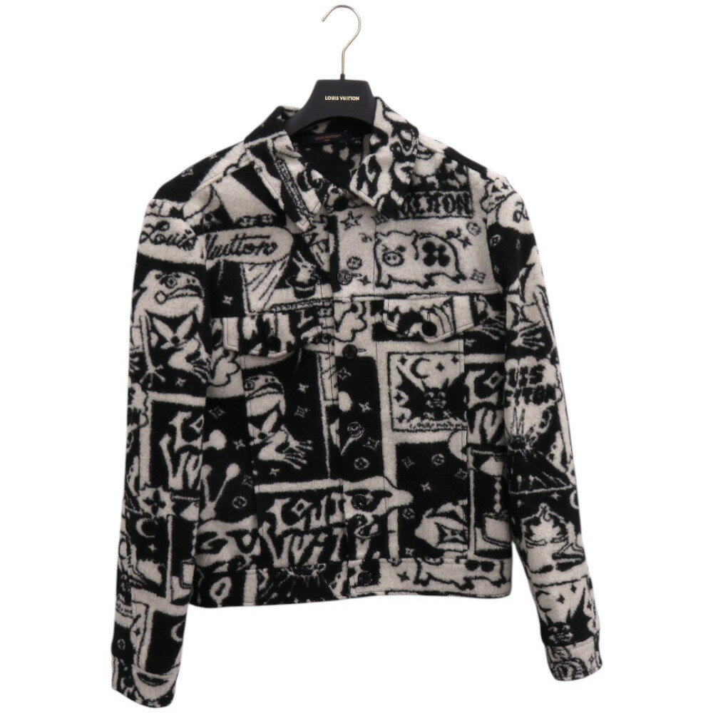 美品 ルイ ヴィトン コミックストラッカー RM231 VY6 HOY60W ウール ナイロン ブラック 灰黒 LV アウタ..