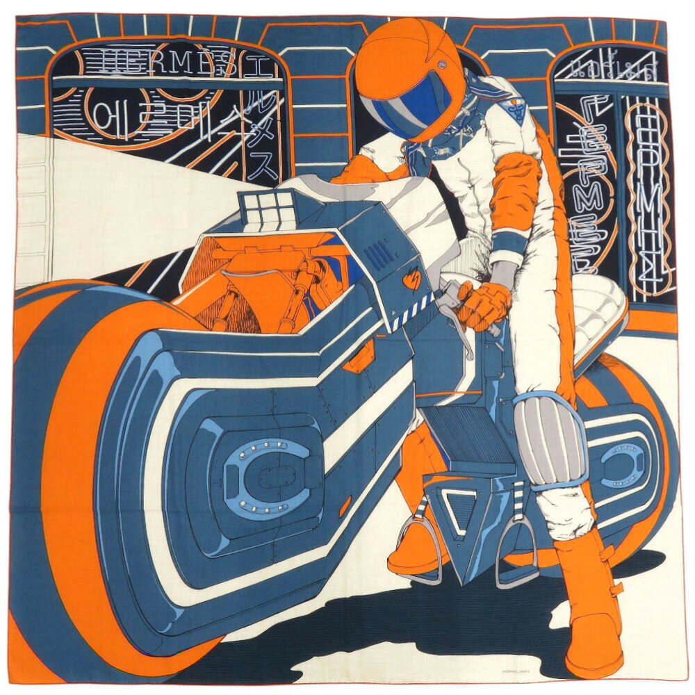 新品同様 エルメス カレジェアン カレ140 ミステリアス ライダー カシミヤ シルク マルチカラー スカー..